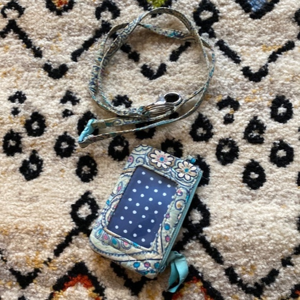 Vera Bradley Lanyard Blue ID Clip Ring
